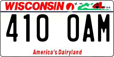 WI license plate 410OAM