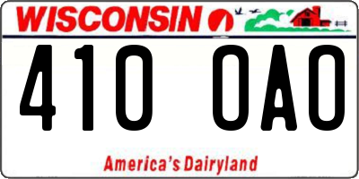 WI license plate 410OAO