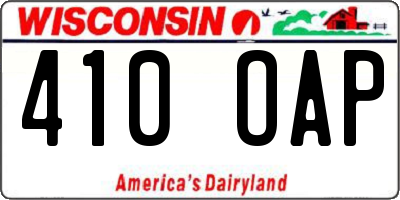 WI license plate 410OAP