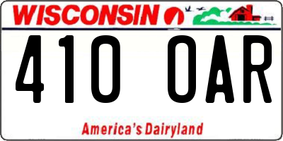 WI license plate 410OAR