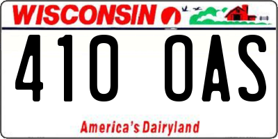 WI license plate 410OAS