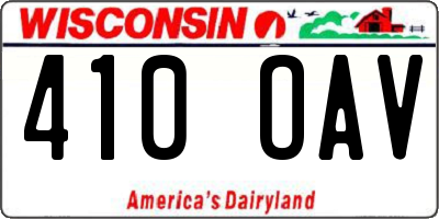WI license plate 410OAV