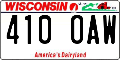 WI license plate 410OAW