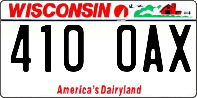 WI license plate 410OAX
