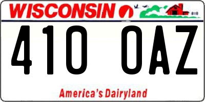 WI license plate 410OAZ