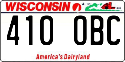 WI license plate 410OBC