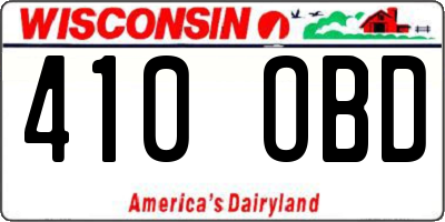 WI license plate 410OBD
