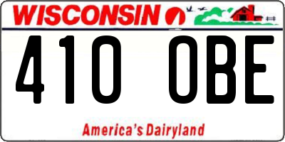 WI license plate 410OBE