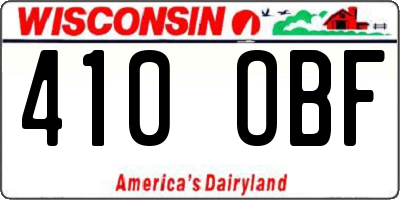 WI license plate 410OBF
