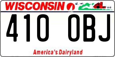 WI license plate 410OBJ