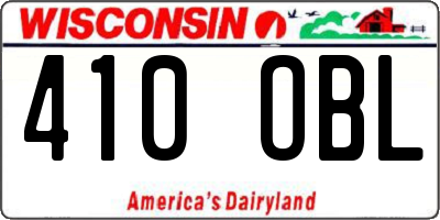 WI license plate 410OBL