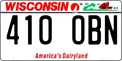 WI license plate 410OBN