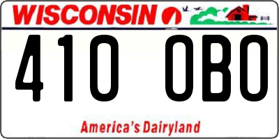 WI license plate 410OBO