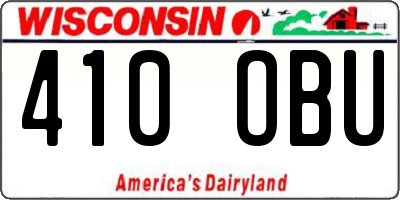 WI license plate 410OBU