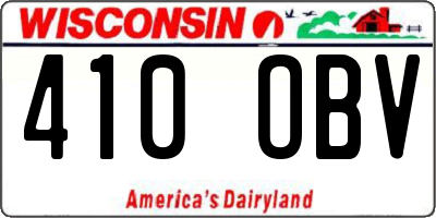 WI license plate 410OBV