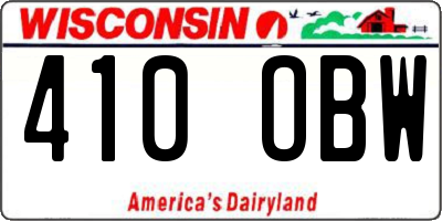 WI license plate 410OBW