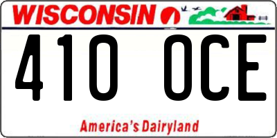 WI license plate 410OCE