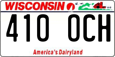 WI license plate 410OCH