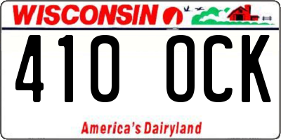 WI license plate 410OCK