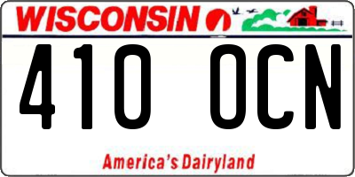 WI license plate 410OCN