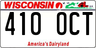 WI license plate 410OCT