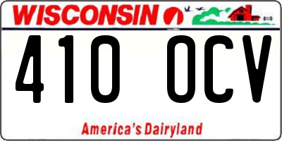 WI license plate 410OCV