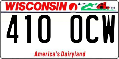 WI license plate 410OCW