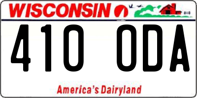 WI license plate 410ODA