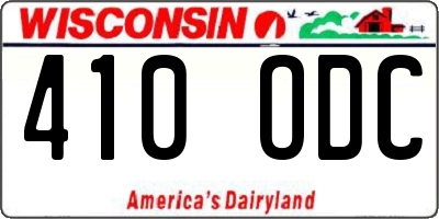 WI license plate 410ODC