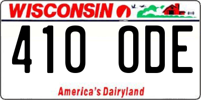 WI license plate 410ODE