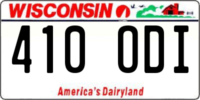 WI license plate 410ODI