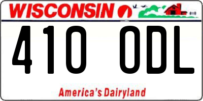 WI license plate 410ODL