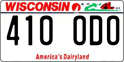 WI license plate 410ODO