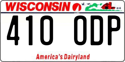 WI license plate 410ODP