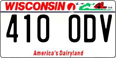 WI license plate 410ODV