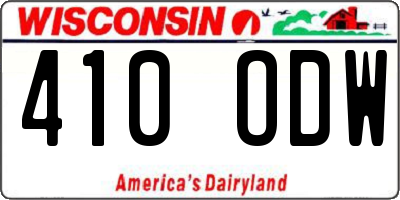 WI license plate 410ODW
