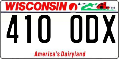 WI license plate 410ODX