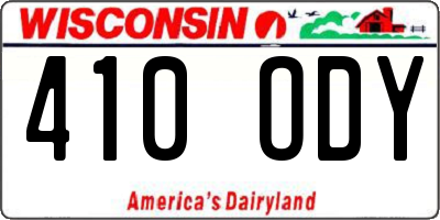 WI license plate 410ODY