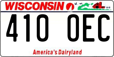 WI license plate 410OEC