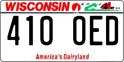 WI license plate 410OED