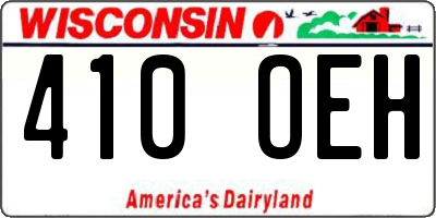 WI license plate 410OEH