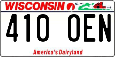 WI license plate 410OEN