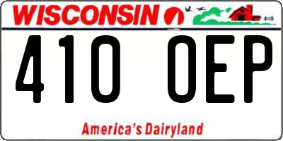 WI license plate 410OEP
