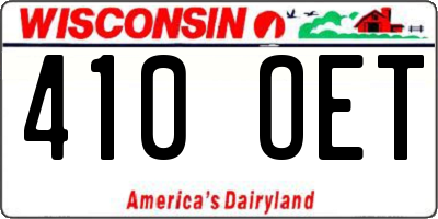 WI license plate 410OET