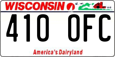 WI license plate 410OFC
