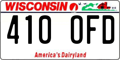 WI license plate 410OFD