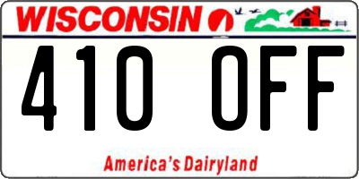 WI license plate 410OFF