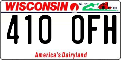 WI license plate 410OFH