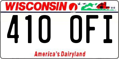 WI license plate 410OFI