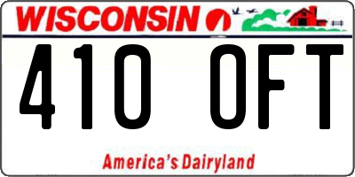 WI license plate 410OFT